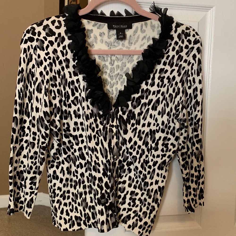 White House Black Market Black and White Cardigan. Size Small.